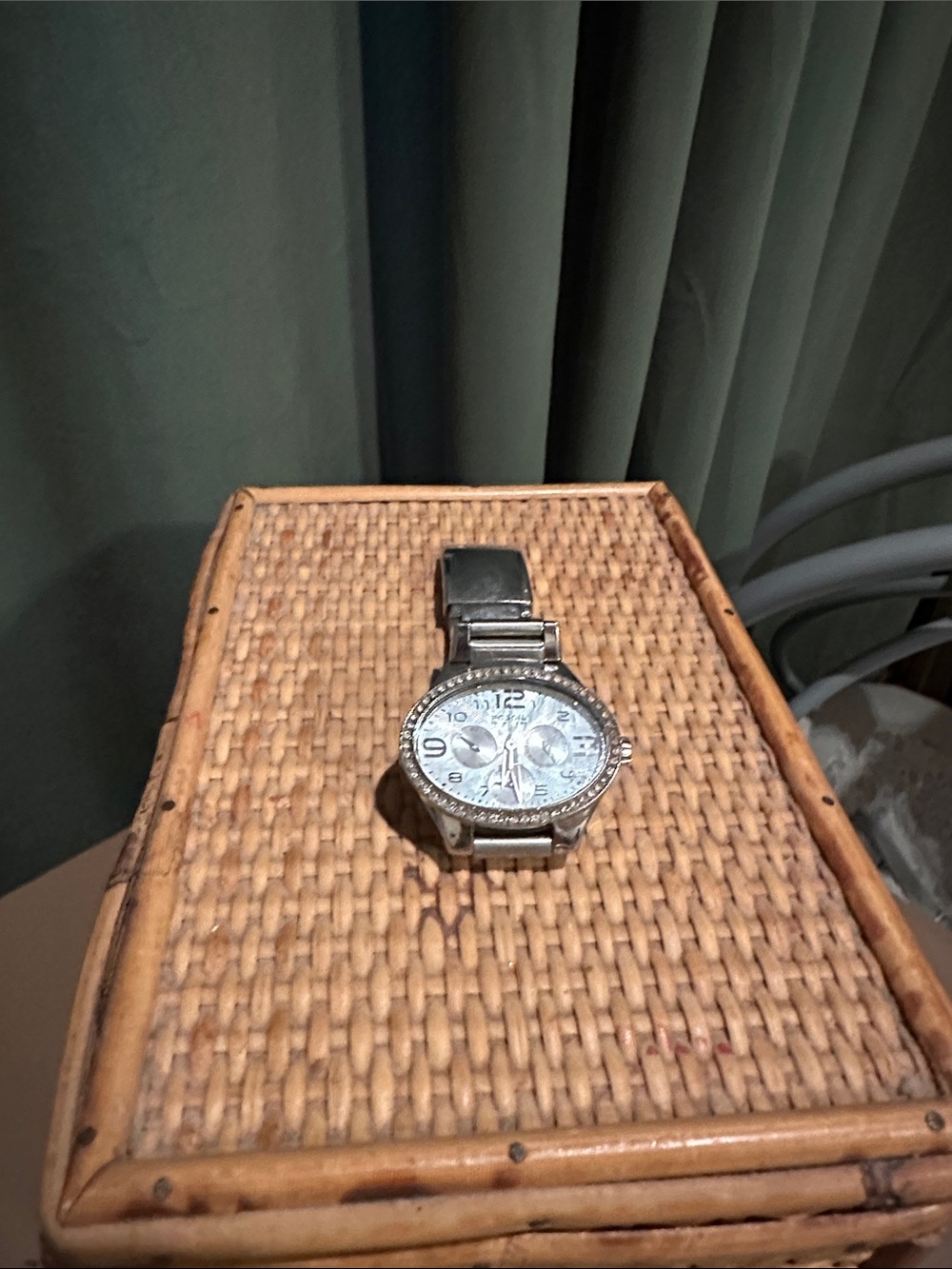 Fossil Silver-Tone Crystal Bezel Women's Chronograph Watch
